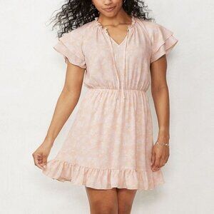 LC Lauren Conrad Womens Floral Ruffle Mini Dress Size XS